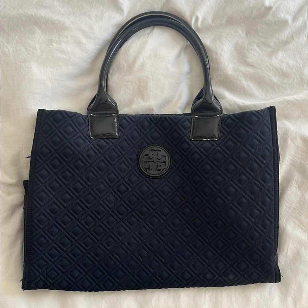 Tory Burch Black Quilted Tote Bag